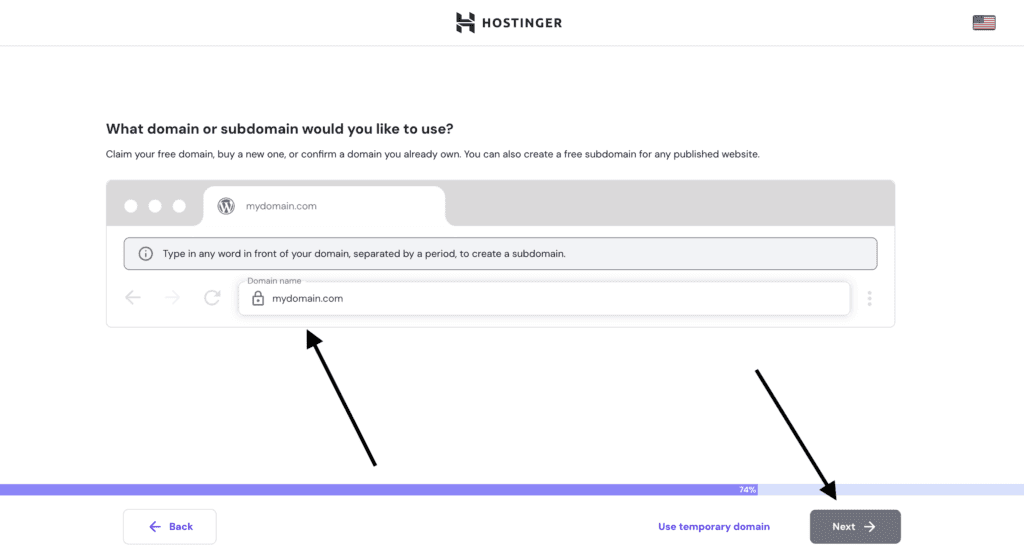 Hostinger Enter domain name