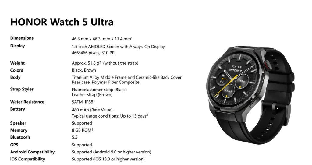 ساعة Honor Watch 5 Ultra