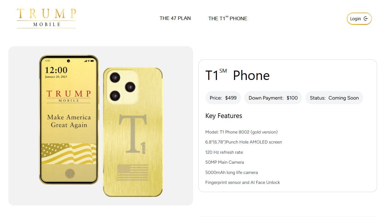 إطلاق موبايل ترامب Trump Mobile T1 بمواصفات قوية وتصميم مثير للجدل 1 Trump Mobile