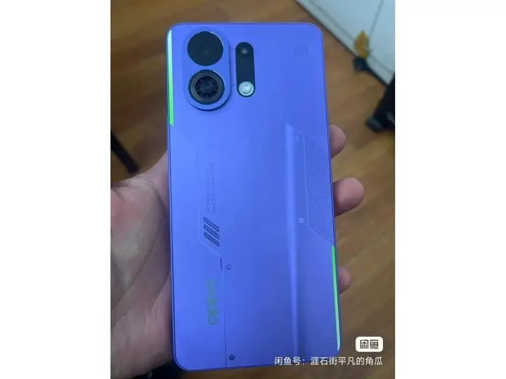 Rear view of the Oppo K13 Turbo Pro in purple with a gaming-inspired design, dual camera setup, and RGB highlights.