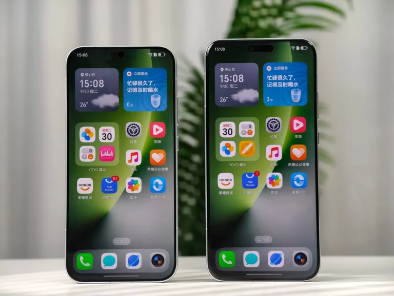 Honor Magic 8 and Magic 8 Pro front design leak side by side