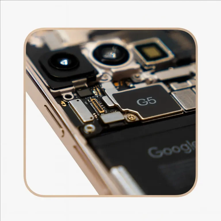 Google Pixel 11 internal view showing Tensor G6 chip and camera module