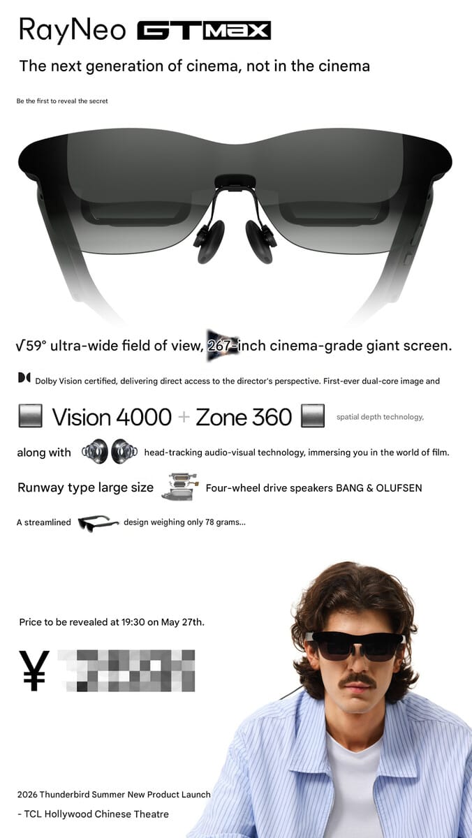 RayNeo تكشف عن نظارات AR جديدة مع شهادة Dolby Vision