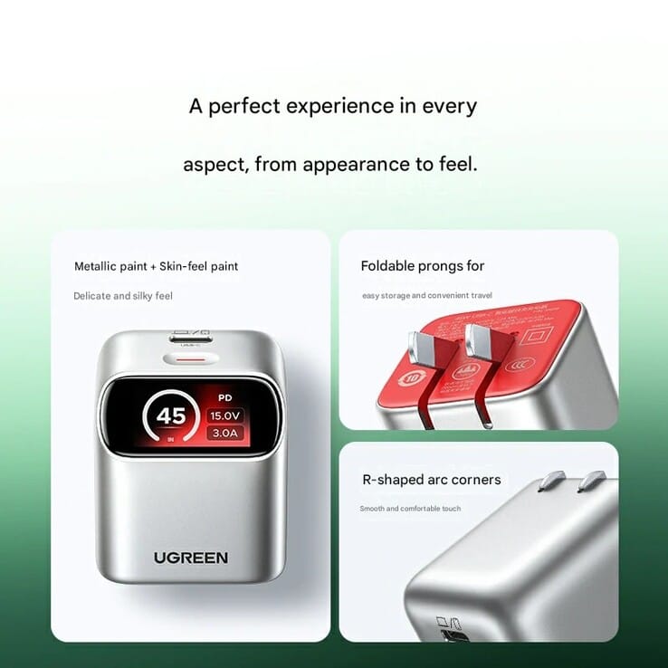 Ugreen تطلق شاحن 45 واط مع شاشة ذكية مائلة